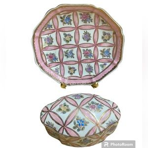 Andrea by Sadek Decorative Plate and Lobed Shaped Trinket Box Set